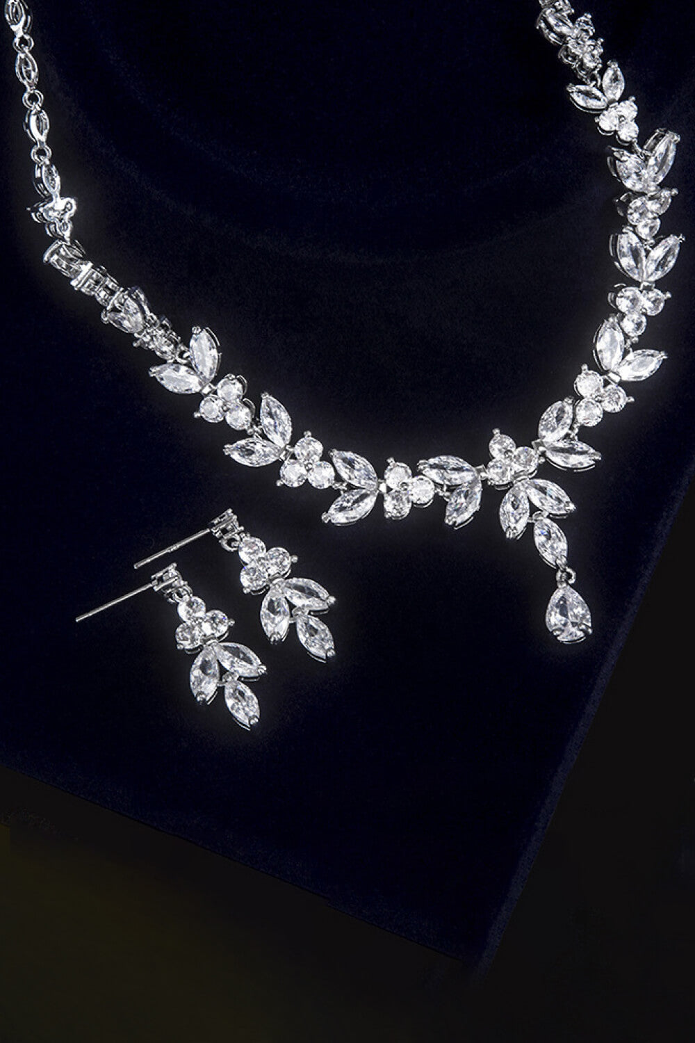 Platinum-Plated Necklace and Drop Earrings Set