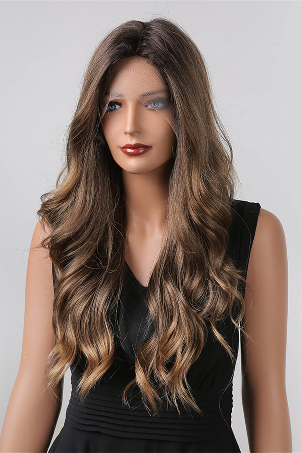 13*2" Lace Front Wigs Synthetic Long Wave 26" Heat Safe 150% Density in Golden Brown