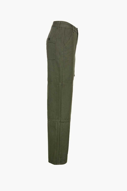 Full Length Wide Leg Jeans with Cargo Pockets