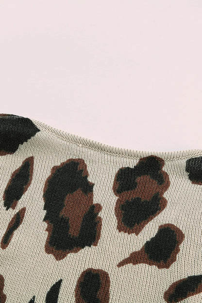 Leopard Bell Sleeve Open Front Knit Cardigan