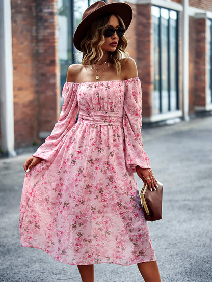 Floral Square Neck Smocked Balloon Sleeve Dress