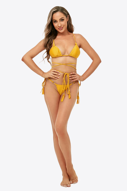 Crisscross Tie Detail Bikini Set