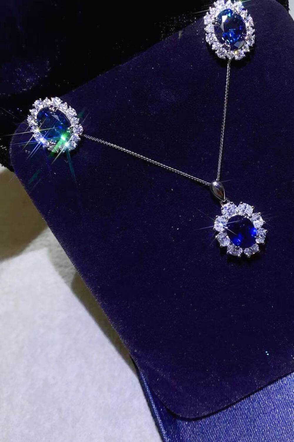 8 Carat Moissanite Earrings, Necklace, and Ring Set