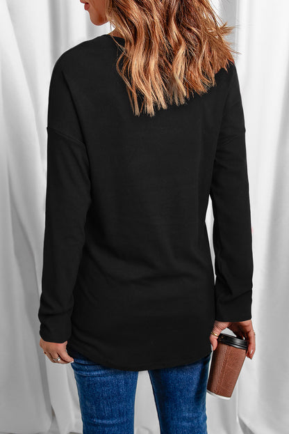 Heart V-Neck Long Sleeve Tee