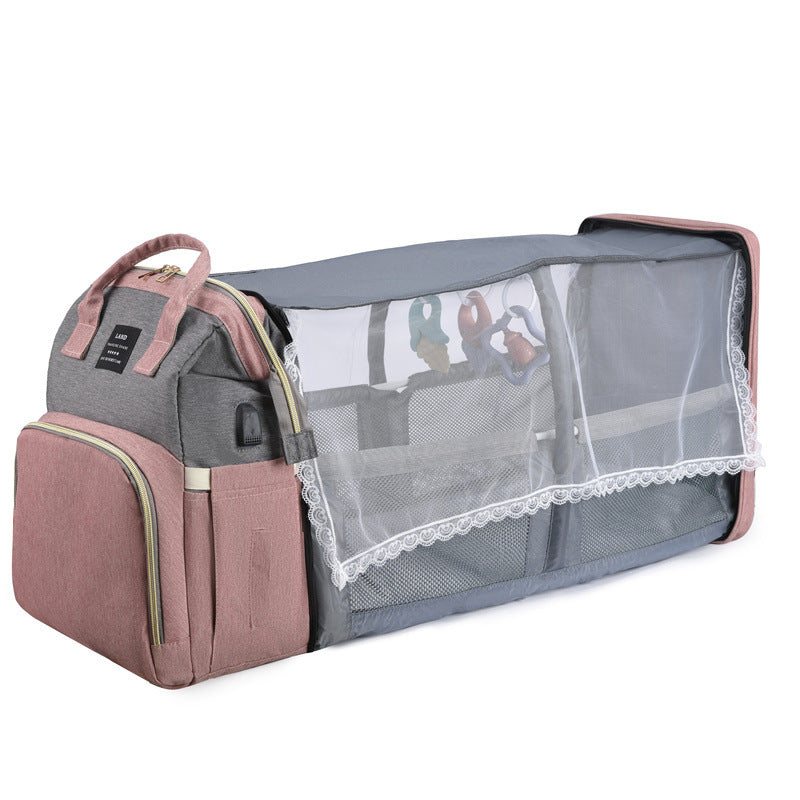 Portable Folding Mommy Bag Lightweight Crib Bed Large-capacity Baby Backpack Female Mommy Outting Bag Mummy Bag