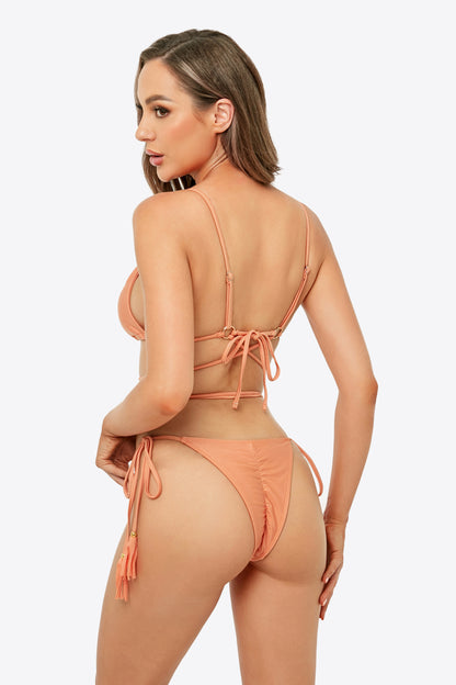 Crisscross Tie Detail Bikini Set