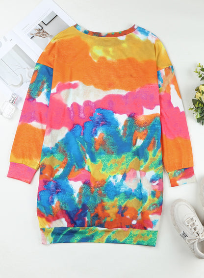 Multicolored Tie-Dye Tee Dress