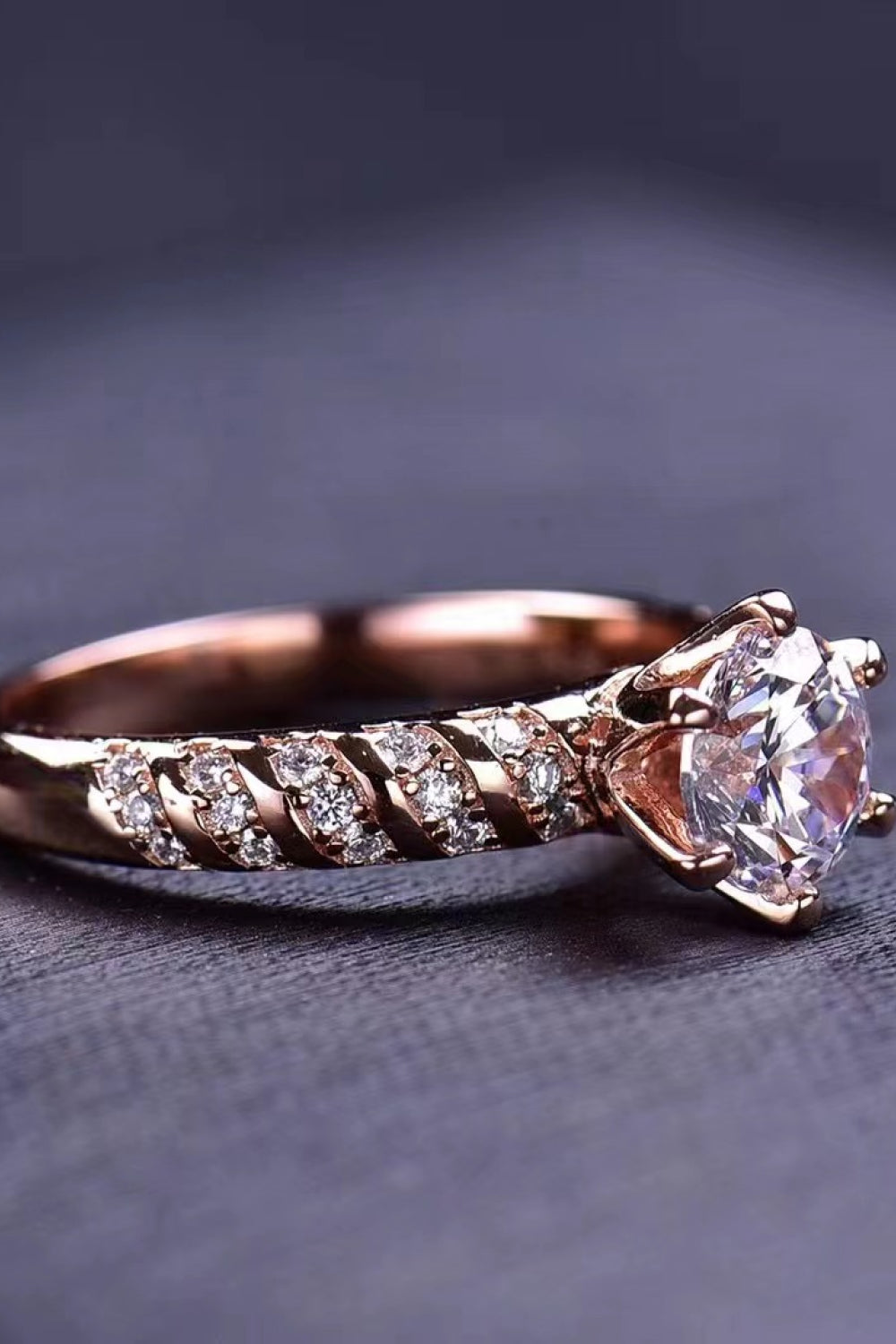 1 Carat Moissanite 18K Rose Gold-Plated 6-Prong Ring