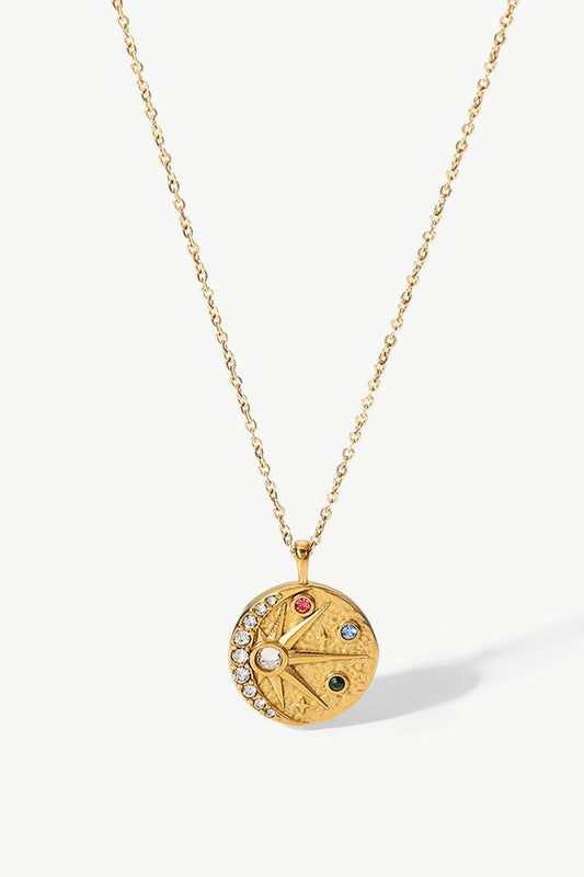 18K Gold Plated Inlaid Zircon Pendant Necklace