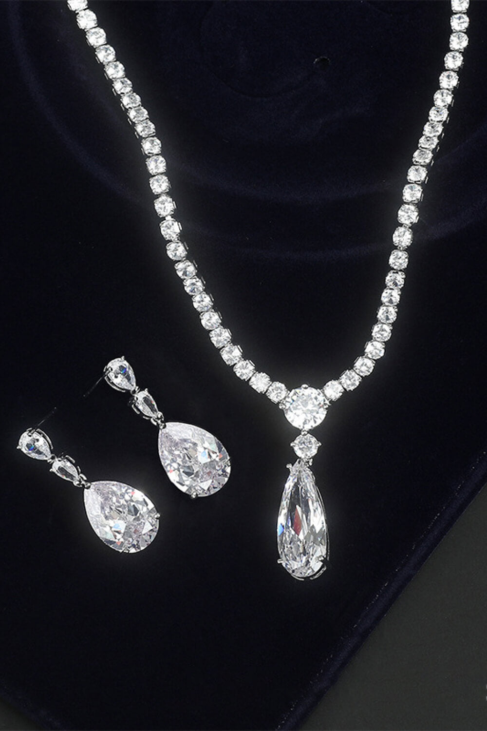 Cubic Zirconia Pendant Necklace and Earrings Set