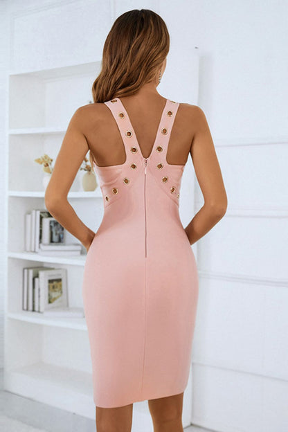 Grommet Detail Cutout Bandage Dress