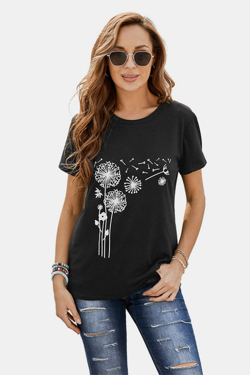 Printed Short Sleeve Round Neck Tee