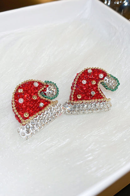 Rhinestone Christmas Hat Earrings