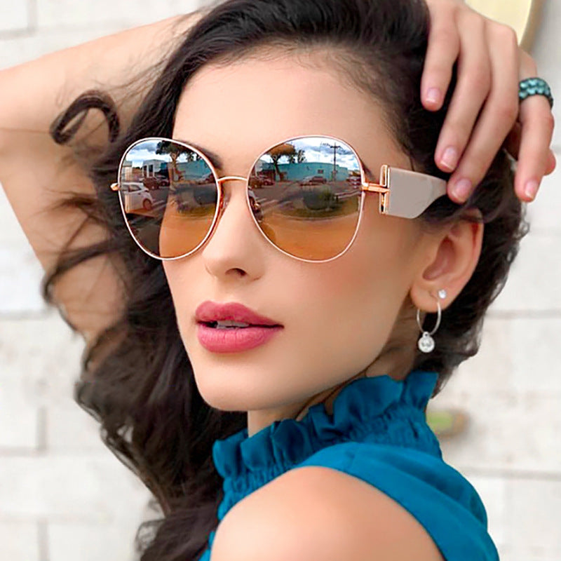 Metal Large Frame Sunglasses Women