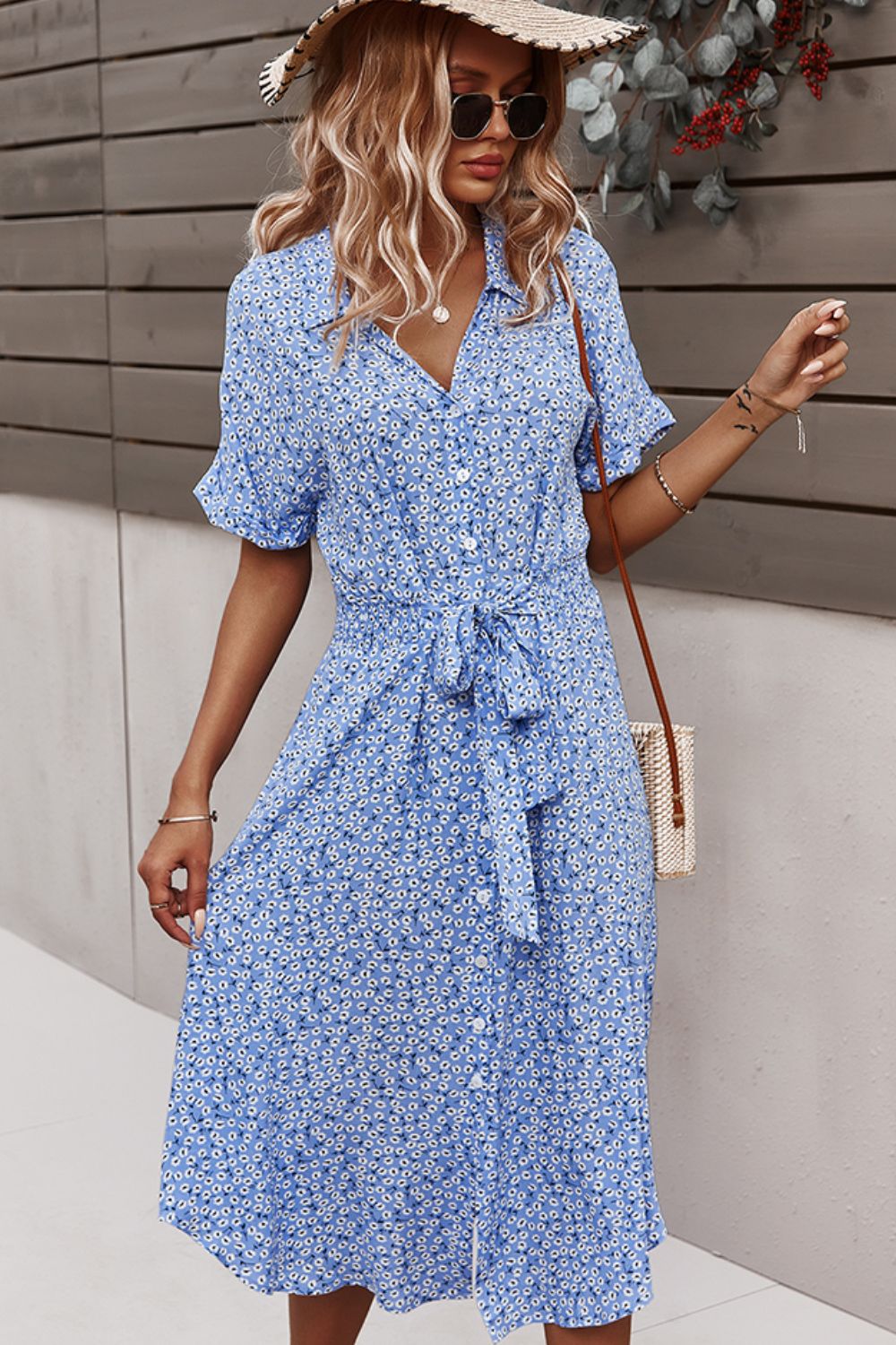 Floral Print Tie Waist Dress