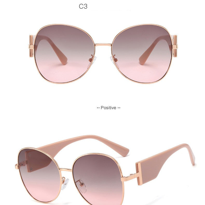 Metal Large Frame Sunglasses Women