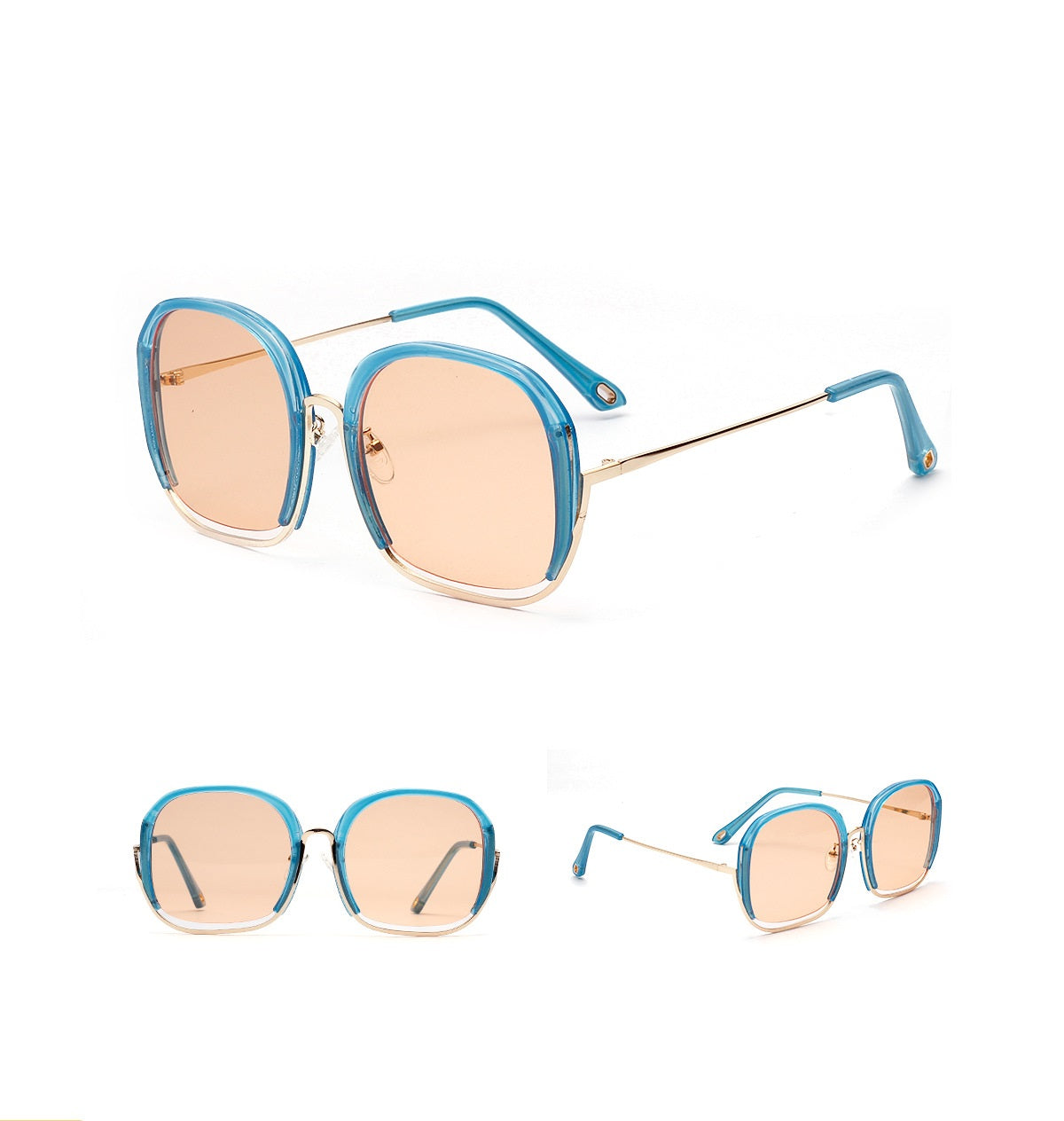 Colorful Fashionable Large Half Frame Sunglasses For Women