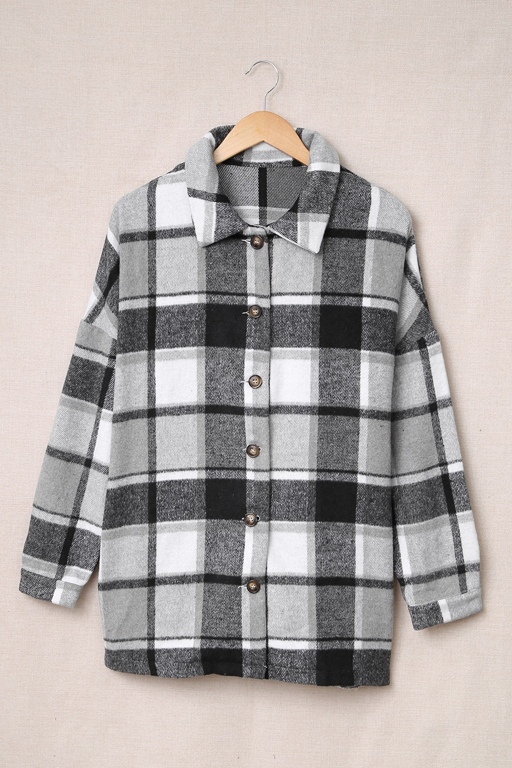 Plaid Dropped Shoulder Pocketed Shirt Jacket