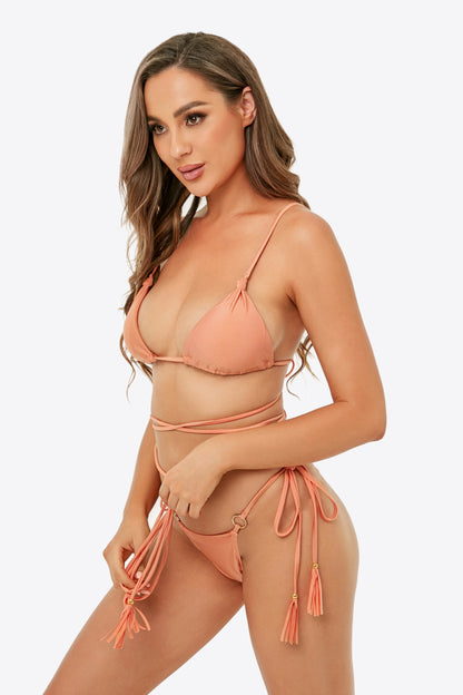 Crisscross Tie Detail Bikini Set